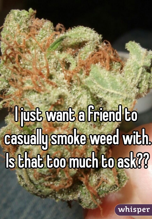 I just want a friend to casually smoke weed with. Is that too much to ask??