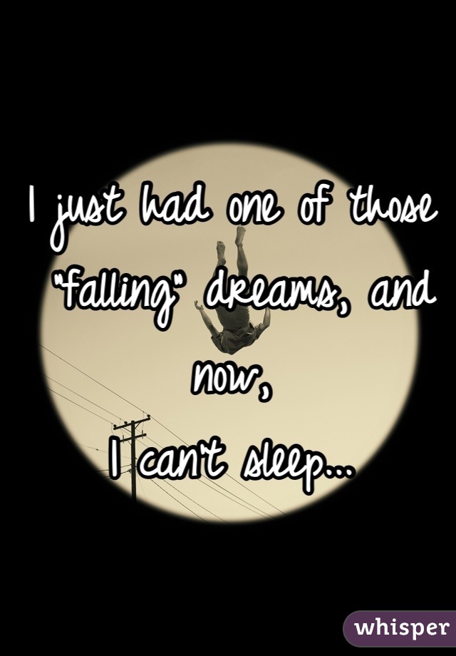 I just had one of those
 "falling" dreams, and now,
I can't sleep...