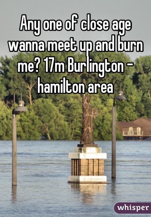 Any one of close age wanna meet up and burn me? 17m Burlington -hamilton area