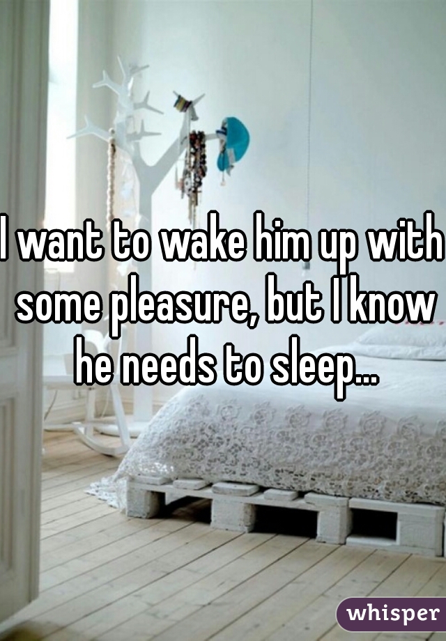 I want to wake him up with some pleasure, but I know he needs to sleep...