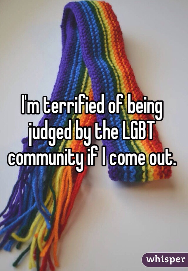 I'm terrified of being judged by the LGBT community if I come out.