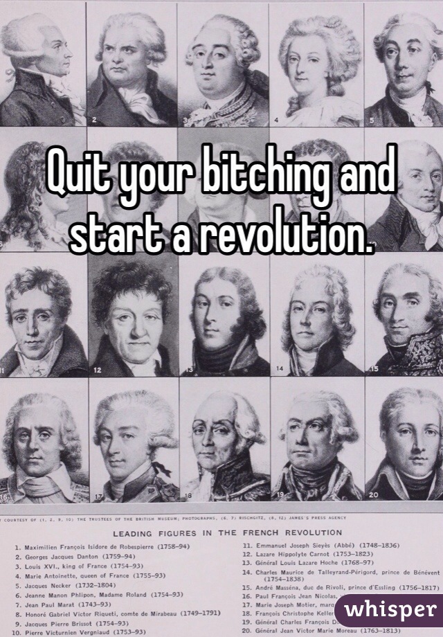 Quit your bitching and start a revolution.