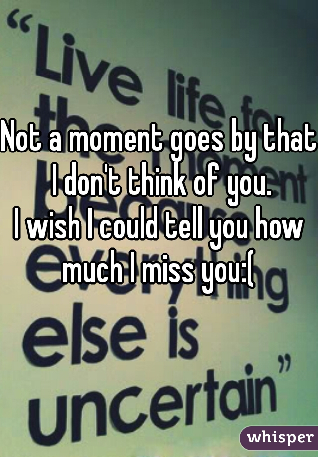 Not a moment goes by that I don't think of you.
I wish I could tell you how much I miss you:( 