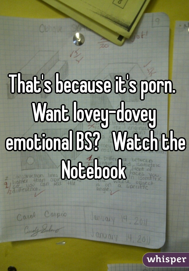 That's because it's porn. 

Want lovey-dovey emotional BS?   Watch the Notebook 