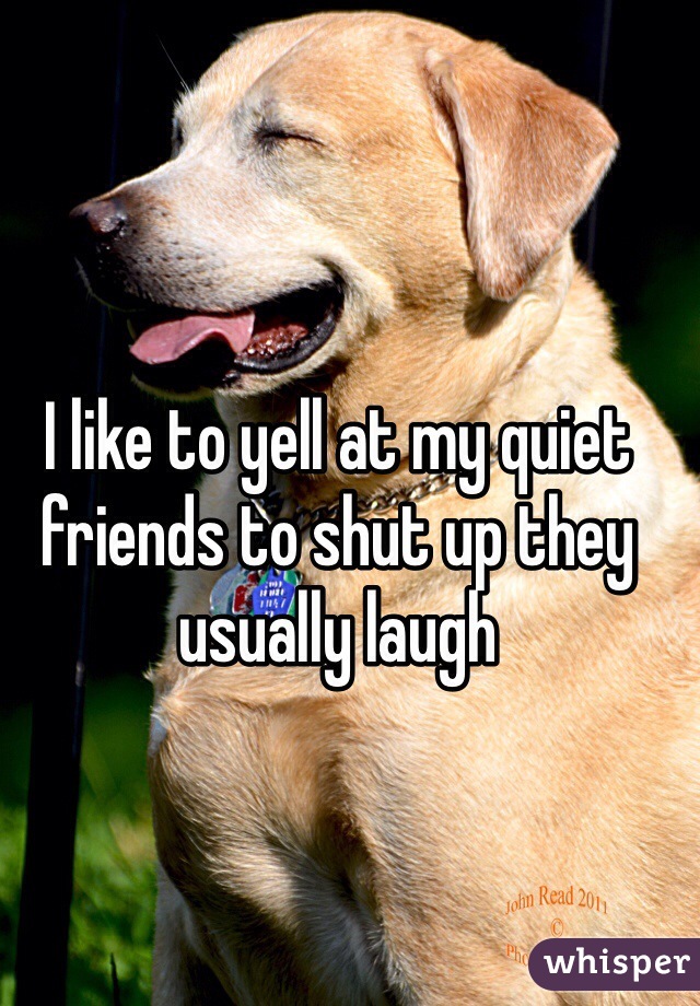 I like to yell at my quiet friends to shut up they usually laugh