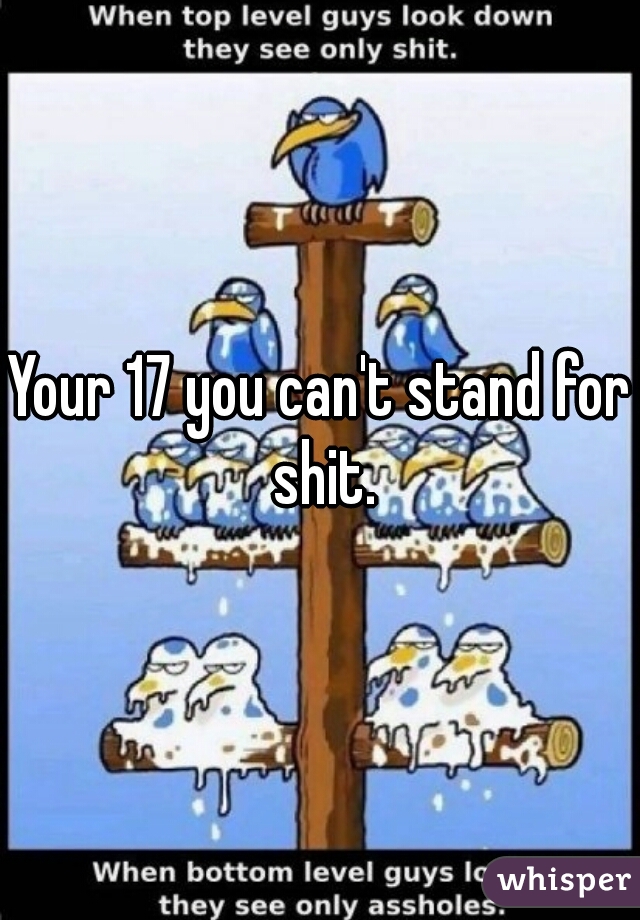 Your 17 you can't stand for shit.