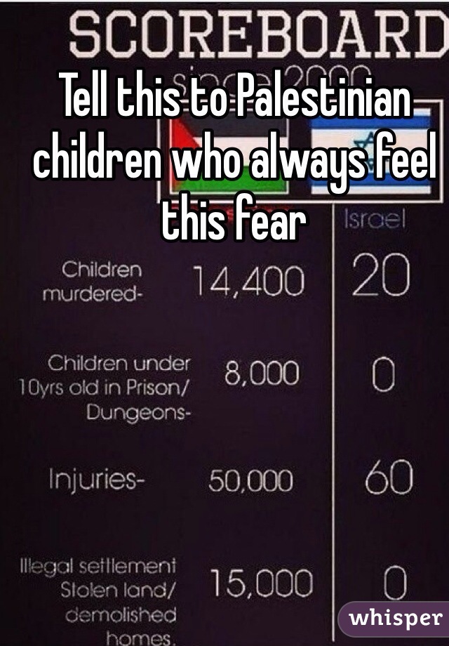 Tell this to Palestinian children who always feel this fear 