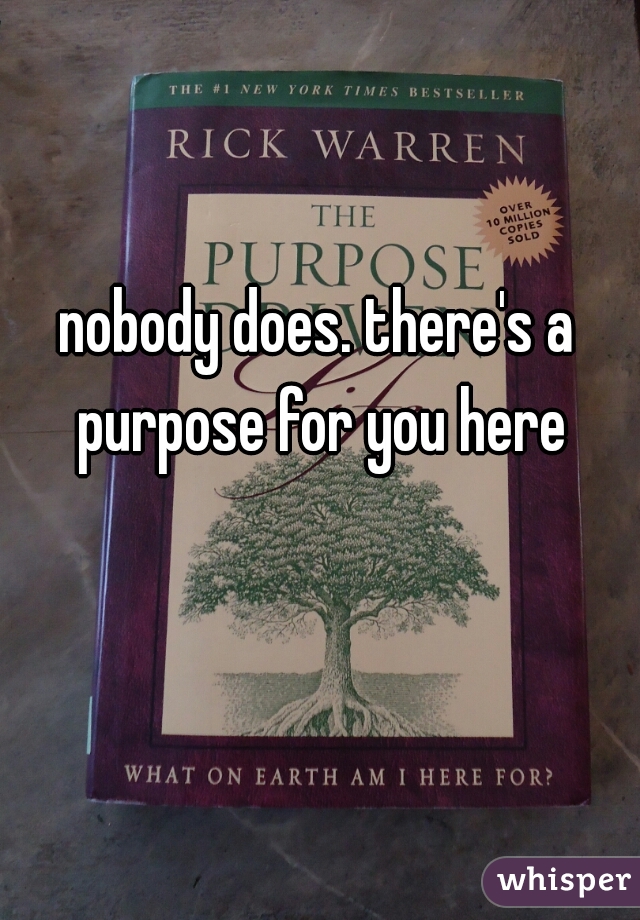 nobody does. there's a purpose for you here
