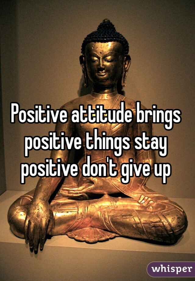 Positive attitude brings positive things stay positive don't give up 