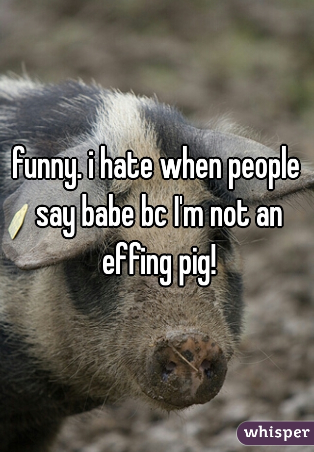 funny. i hate when people say babe bc I'm not an effing pig!