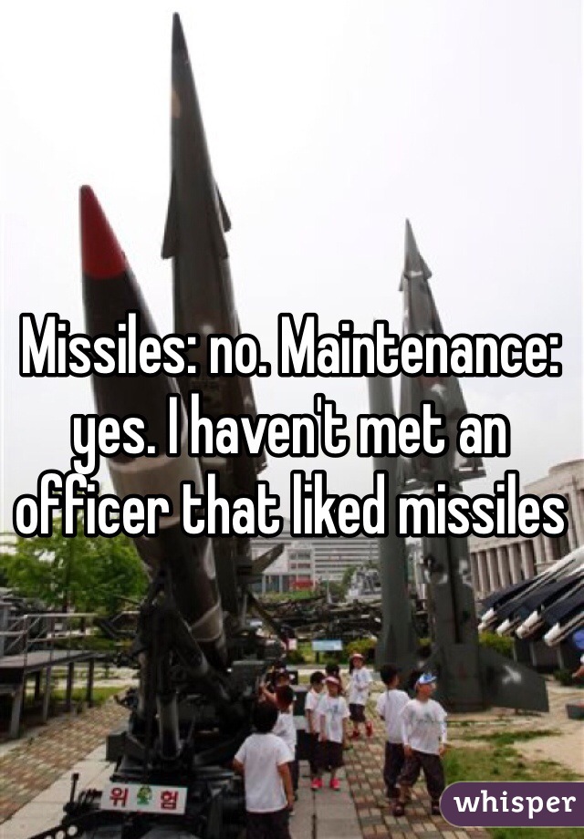 Missiles: no. Maintenance: yes. I haven't met an officer that liked missiles 