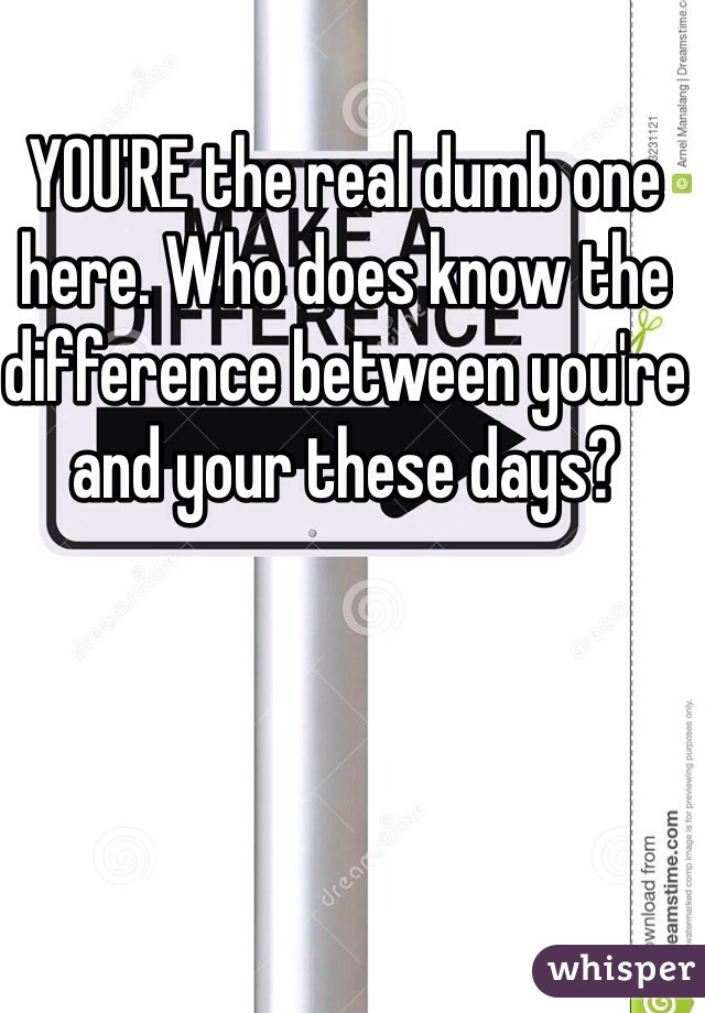 YOU'RE the real dumb one here. Who does know the difference between you're and your these days?