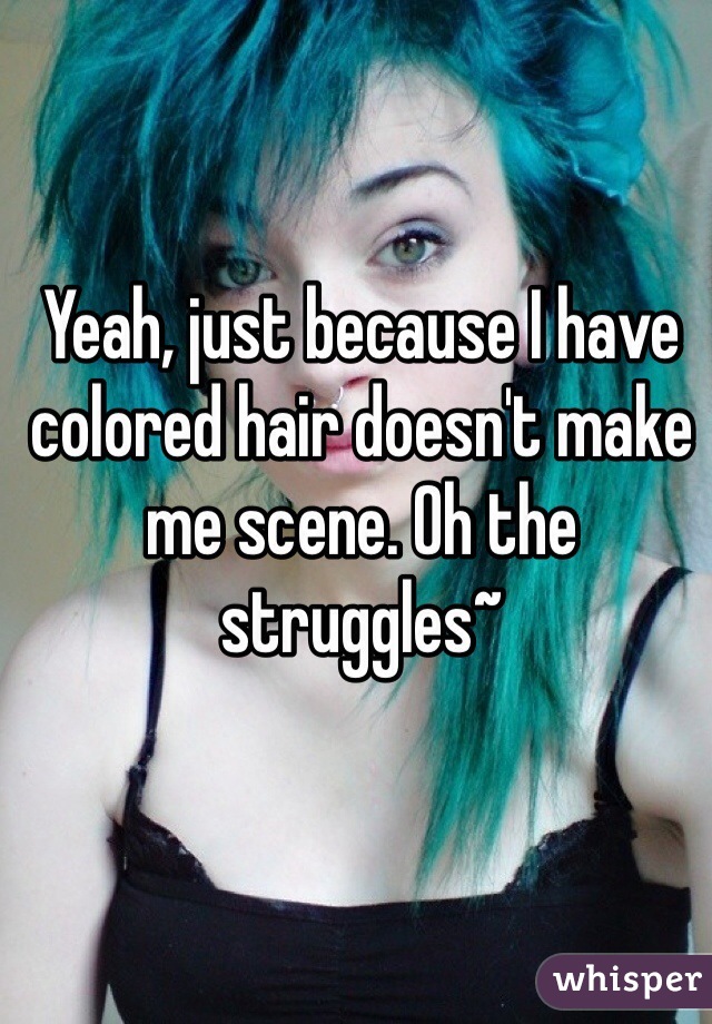 Yeah, just because I have colored hair doesn't make me scene. Oh the struggles~