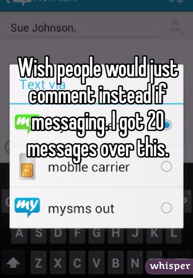 Wish people would just comment instead if messaging. I got 20 messages over this.