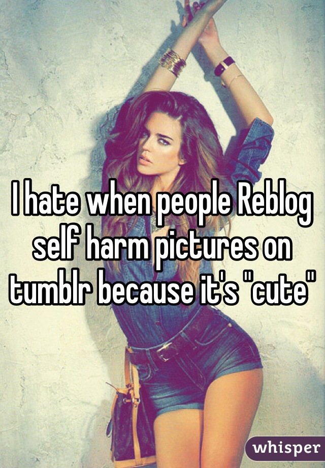 I hate when people Reblog self harm pictures on tumblr because it's "cute"