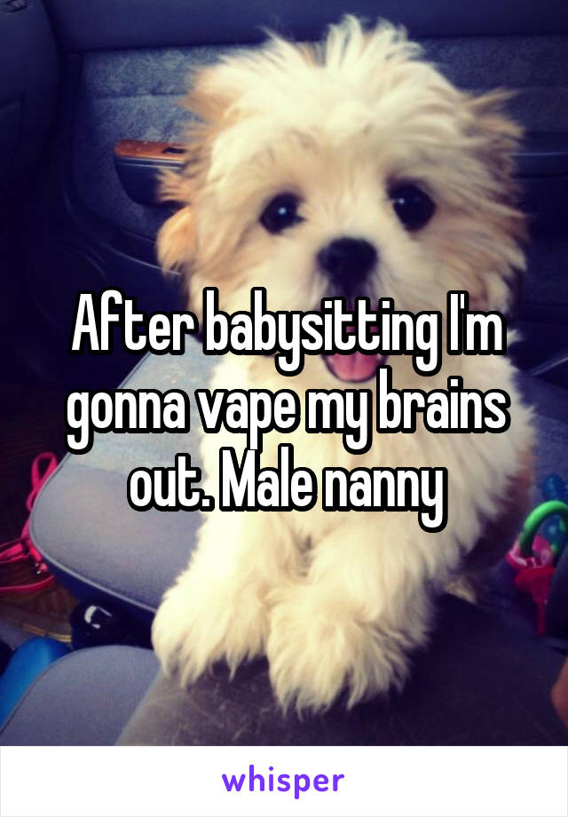 After babysitting I'm gonna vape my brains out. Male nanny