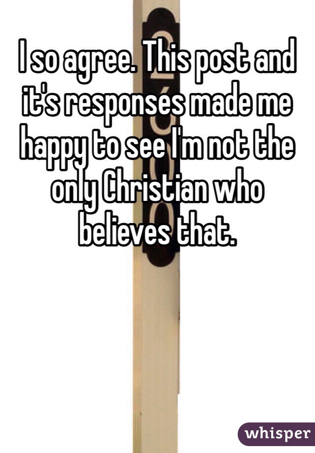 I so agree. This post and it's responses made me happy to see I'm not the only Christian who believes that. 