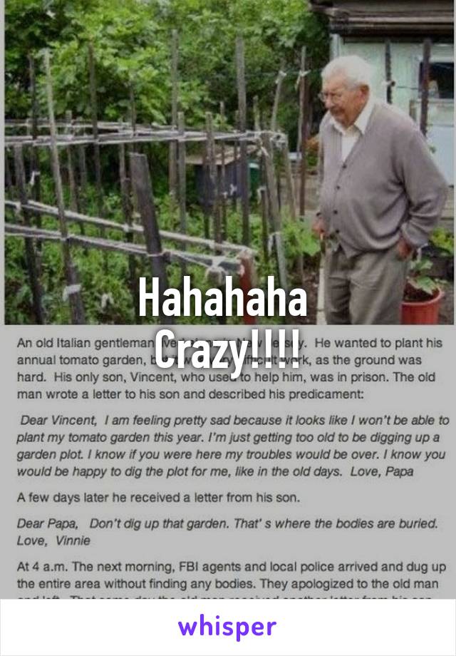 Hahahaha 
Crazy!!!!