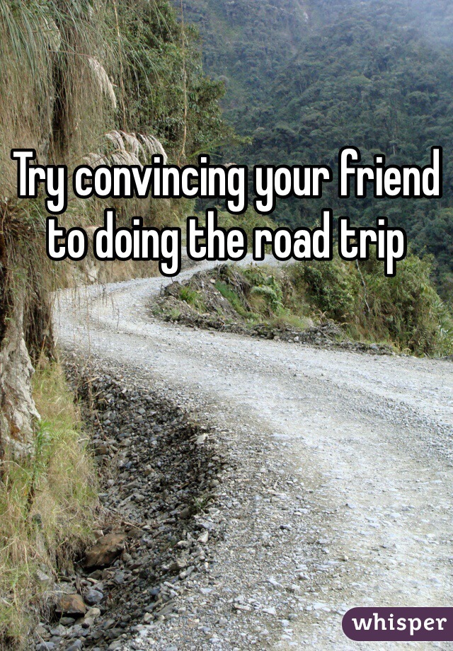 Try convincing your friend to doing the road trip
