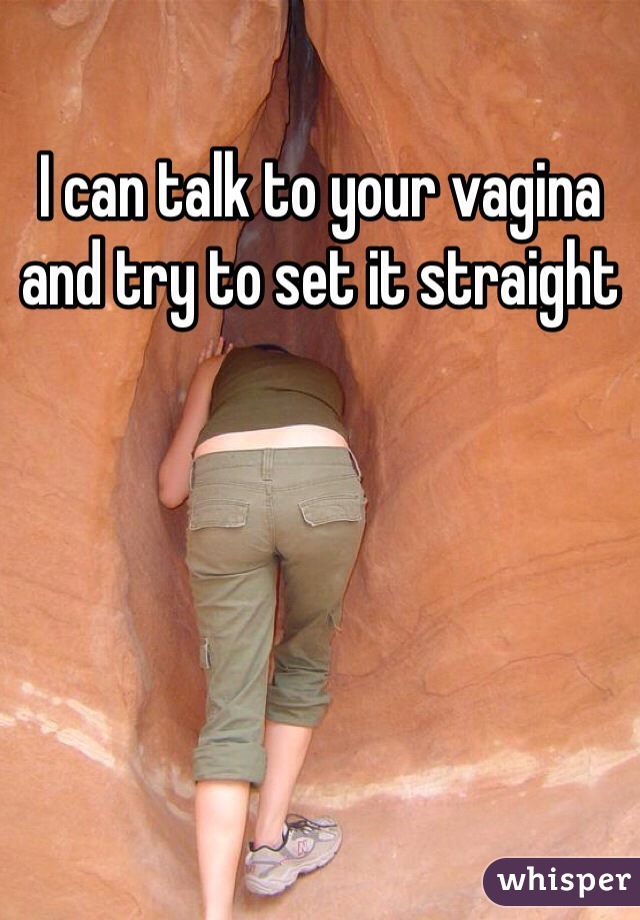 I can talk to your vagina and try to set it straight 