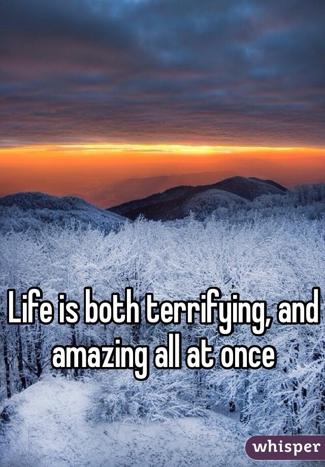 Life is both terrifying, and amazing all at once