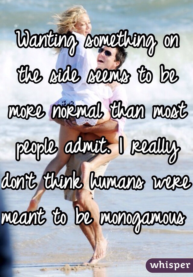 Wanting something on the side seems to be more normal than most people admit. I really don't think humans were meant to be monogamous 