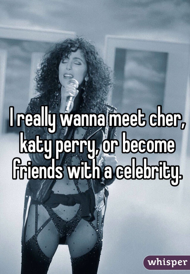 I really wanna meet cher, katy perry, or become friends with a celebrity. 