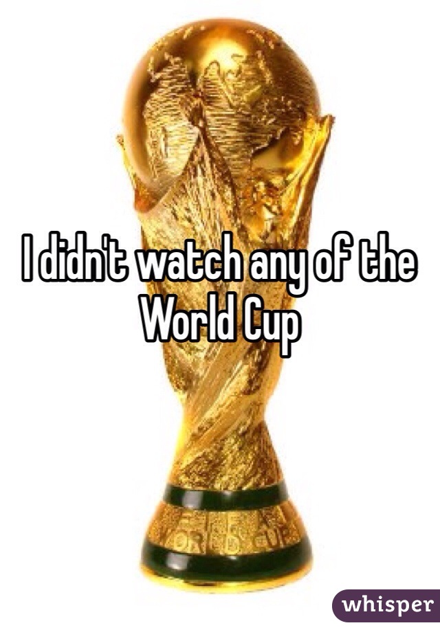 I didn't watch any of the World Cup 