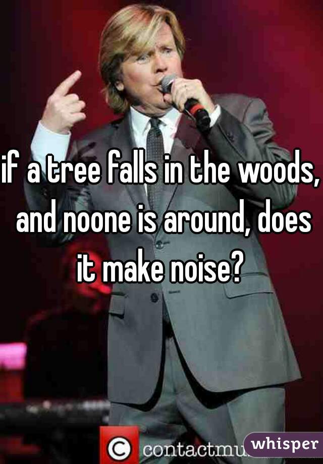 if a tree falls in the woods, and noone is around, does it make noise? 