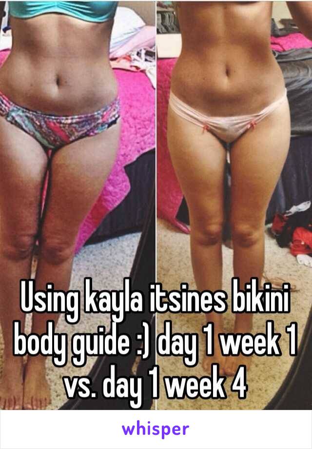 Using kayla itsines bikini body guide :) day 1 week 1 vs. day 1 week 4