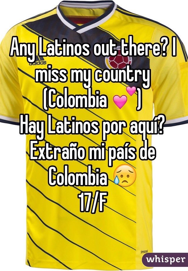 Any Latinos out there? I miss my country (Colombia 💕)
Hay Latinos por aquí? Extraño mi país de Colombia 😥
17/F
