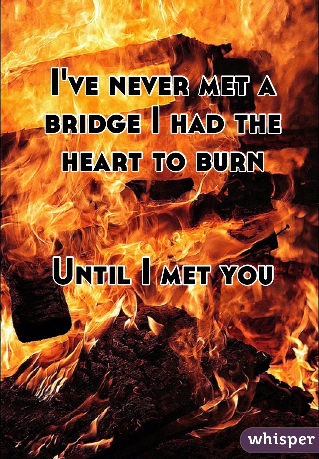 I've never met a bridge I had the heart to burn


Until I met you
