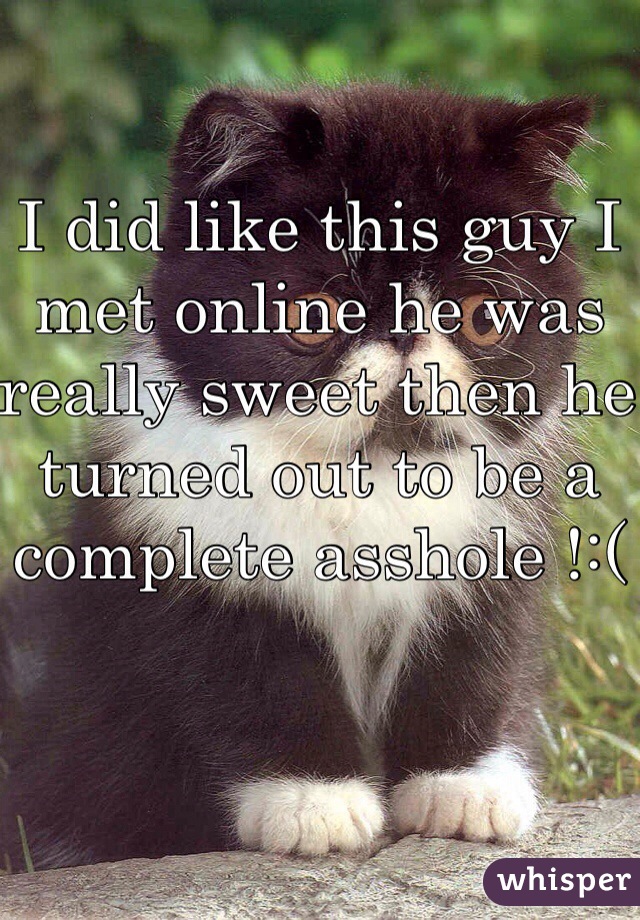I did like this guy I met online he was really sweet then he turned out to be a complete asshole !:(