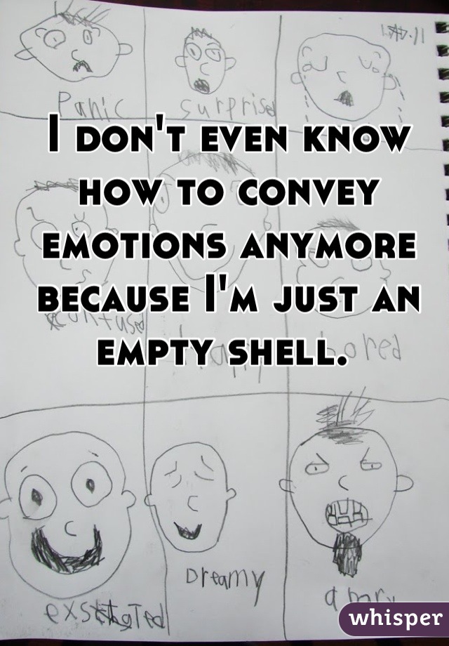 I don't even know how to convey emotions anymore because I'm just an empty shell. 