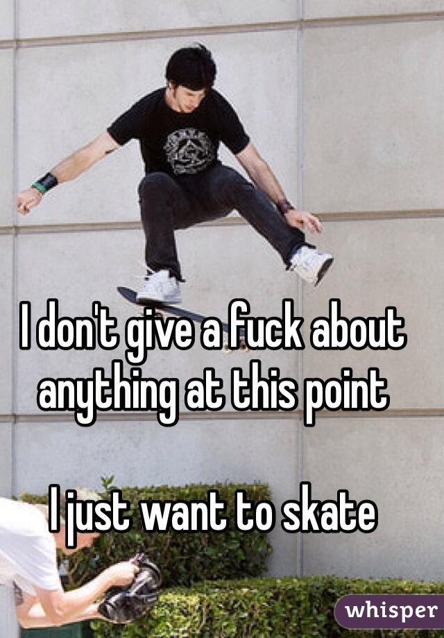 I don't give a fuck about anything at this point 

I just want to skate 