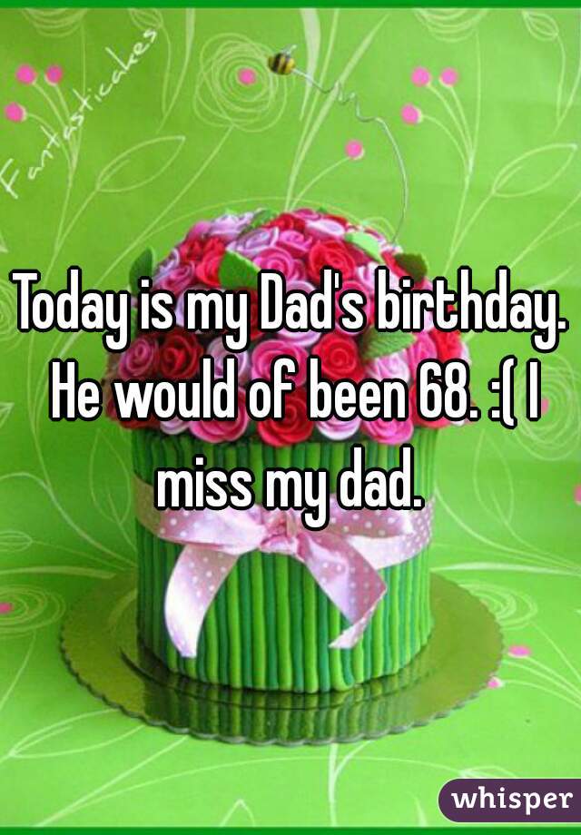Today is my Dad's birthday. He would of been 68. :( I miss my dad. 