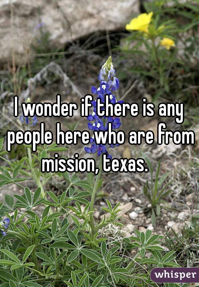 I wonder if there is any people here who are from mission, texas.   