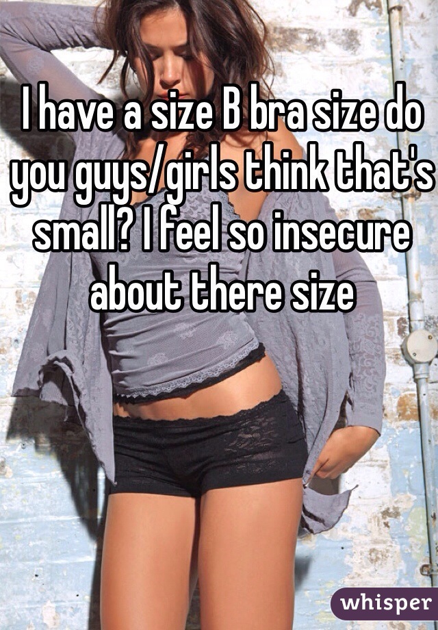 I have a size B bra size do you guys/girls think that's small? I feel so insecure about there size 
