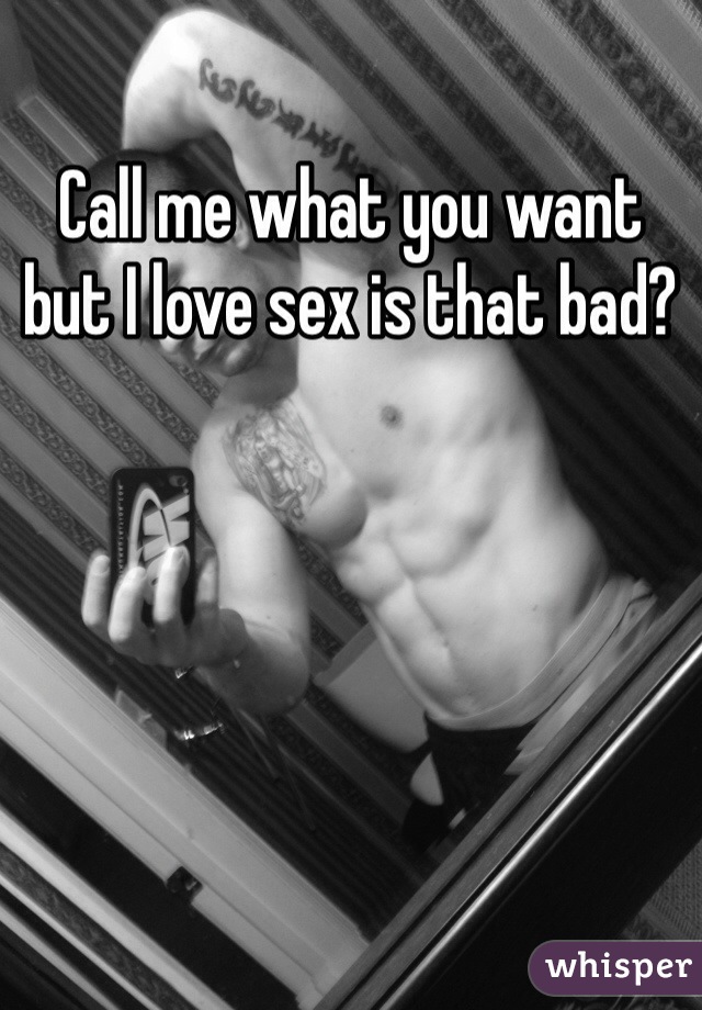 Call me what you want but I love sex is that bad?