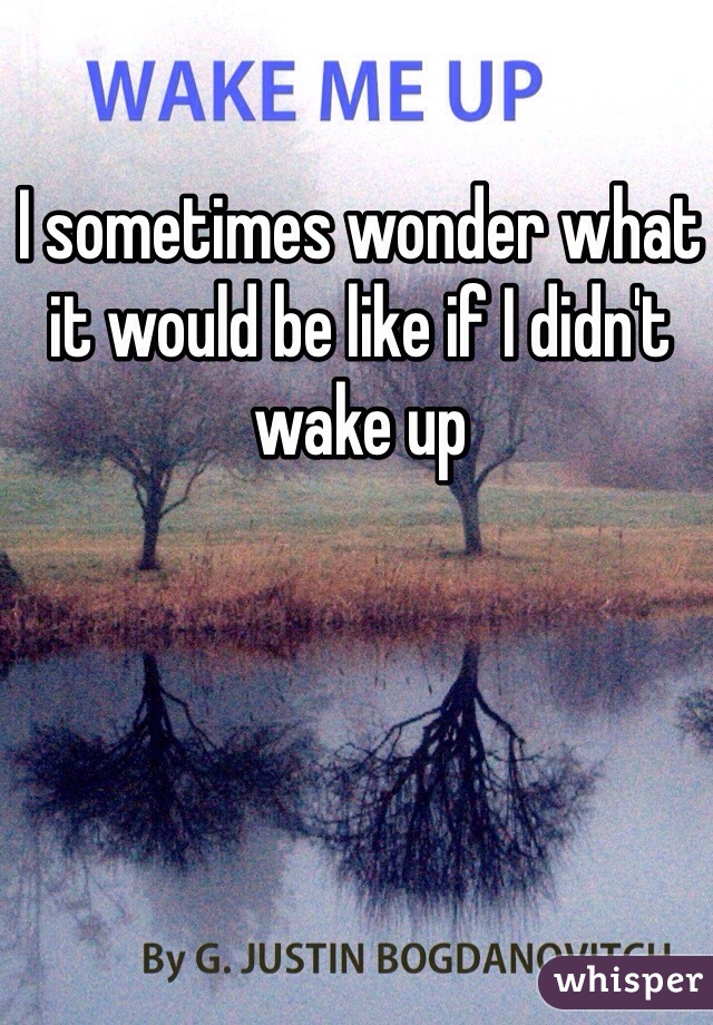 I sometimes wonder what it would be like if I didn't wake up