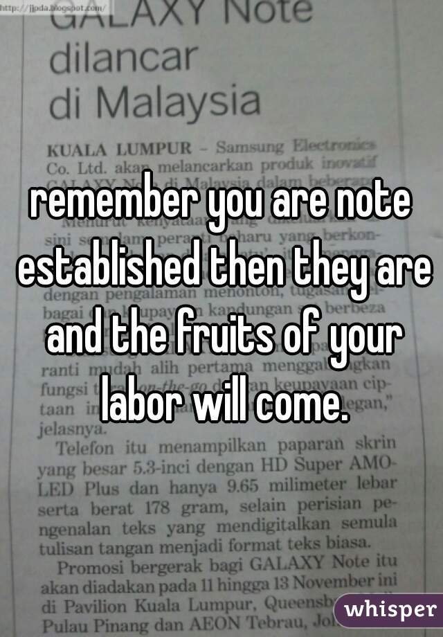 remember you are note established then they are and the fruits of your labor will come.