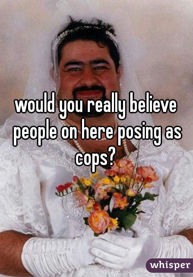 would you really believe people on here posing as cops? 