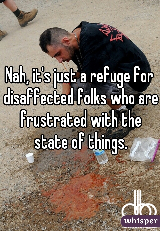 Nah, it's just a refuge for disaffected folks who are frustrated with the state of things.