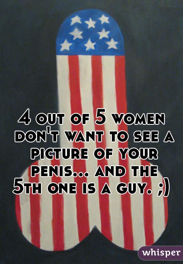 
4 out of 5 women don't want to see a picture of your penis... and the 5th one is a guy. ;) 
