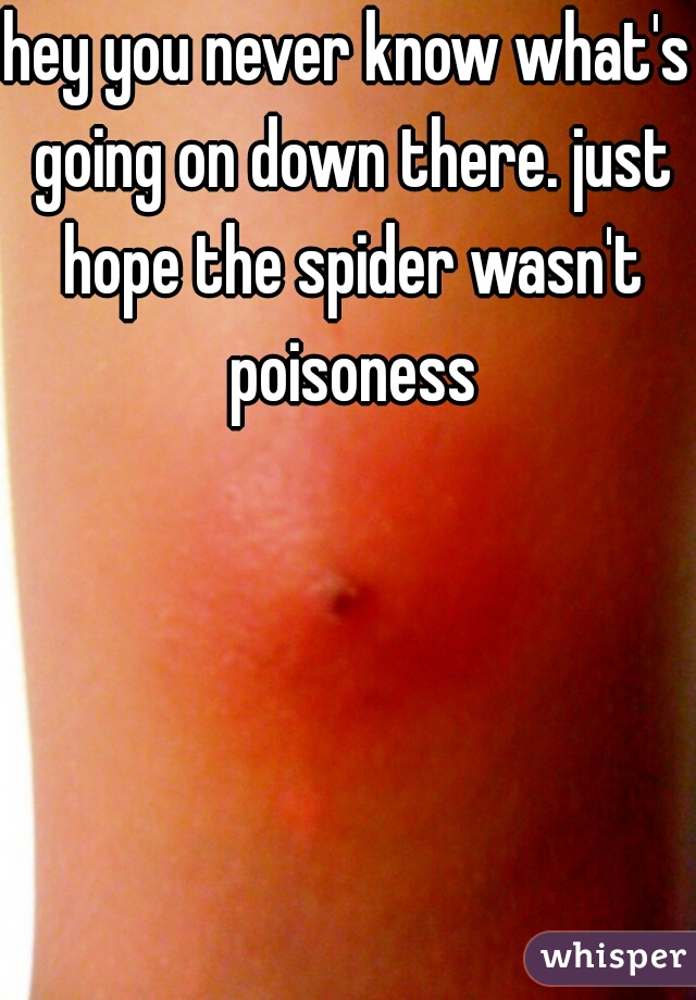 hey you never know what's going on down there. just hope the spider wasn't poisoness