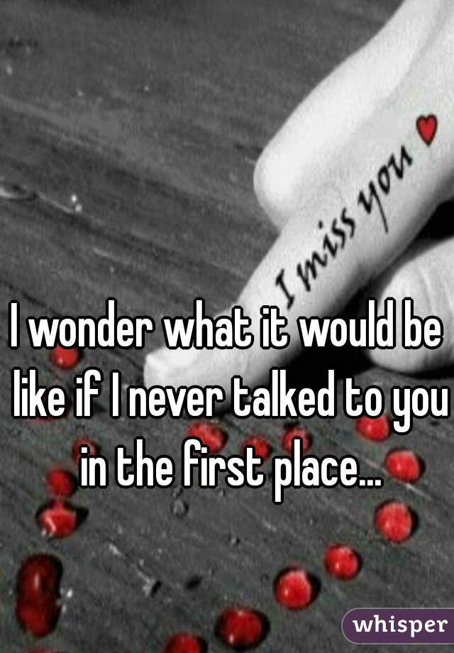 I wonder what it would be like if I never talked to you in the first place...