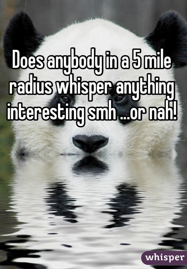 Does anybody in a 5 mile radius whisper anything interesting smh ...or nah!