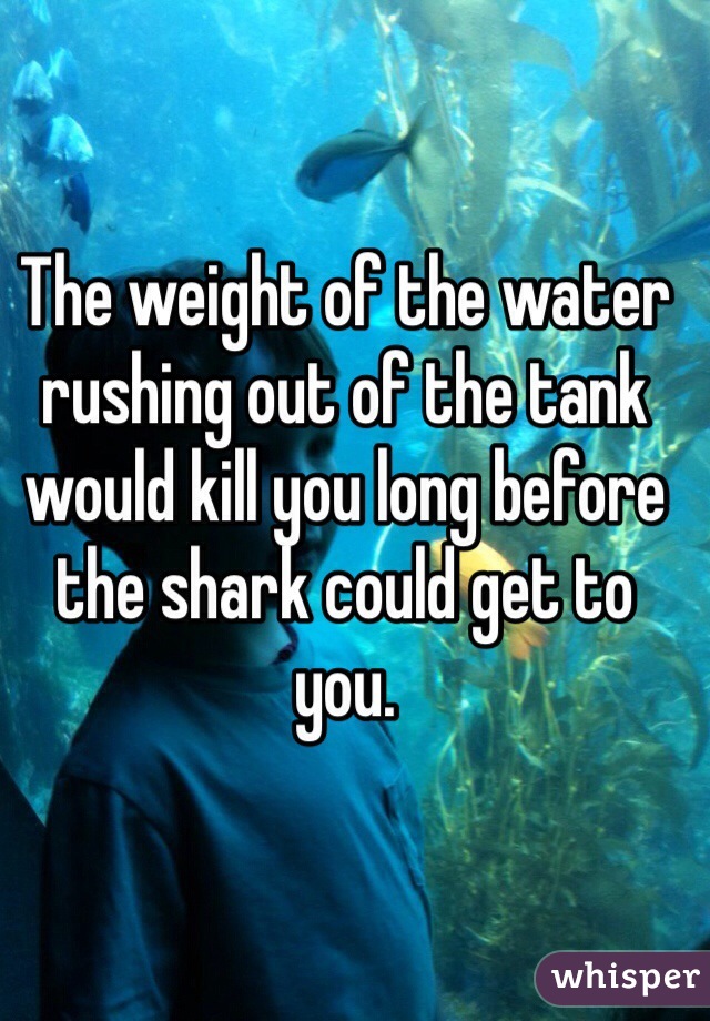 The weight of the water rushing out of the tank would kill you long before the shark could get to you.