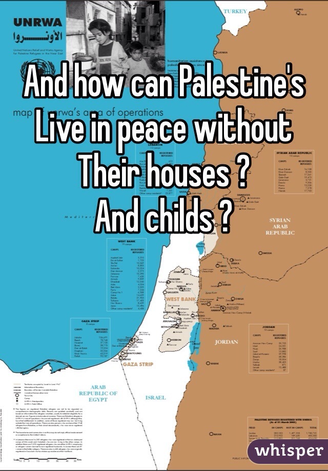 And how can Palestine's 
Live in peace without
Their houses ? 
And childs ?  