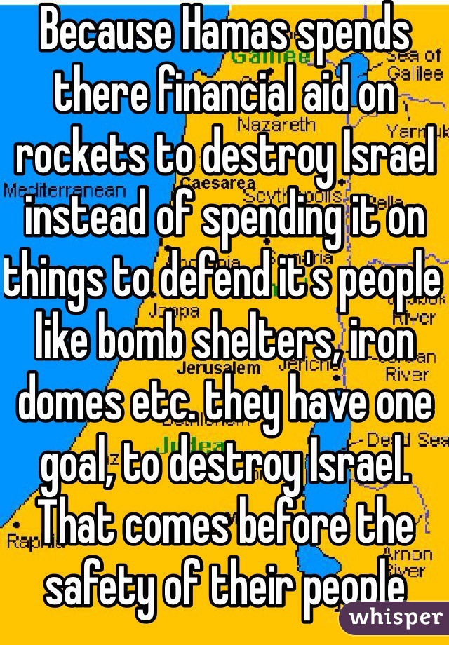 Because Hamas spends there financial aid on rockets to destroy Israel instead of spending it on things to defend it's people like bomb shelters, iron domes etc. they have one goal, to destroy Israel. That comes before the safety of their people